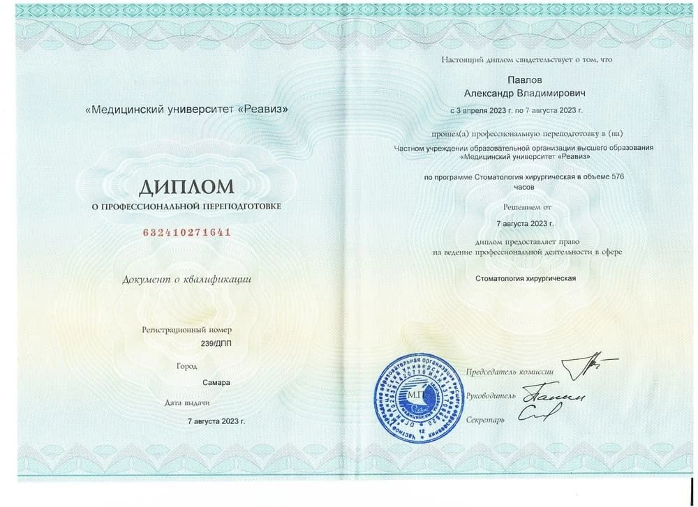 Диплом о проф. переподготовке, 2023